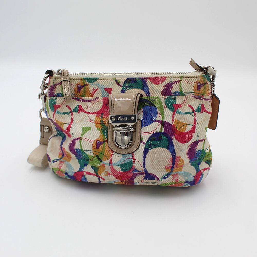 Coach Poppy Crossbody Bag Colorful Signature Canvas Lock Y2K Purse Swingpack